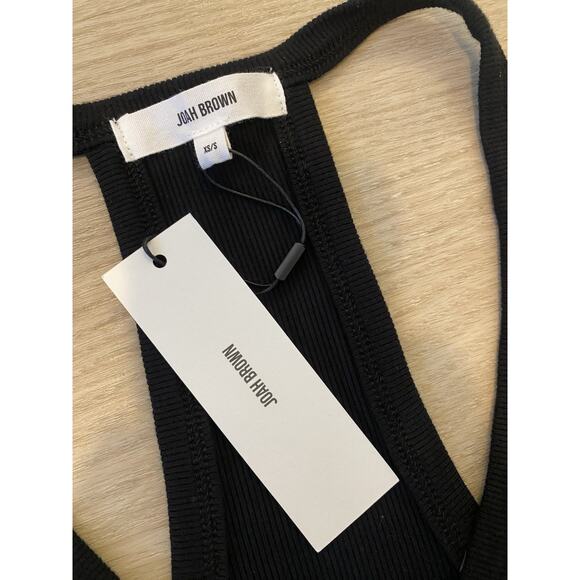 NWT JOAH BROWN Black V-Neck Racerback Tank XS/S Ribbed Sexy USA Designer Casual - Picture 5 of 9